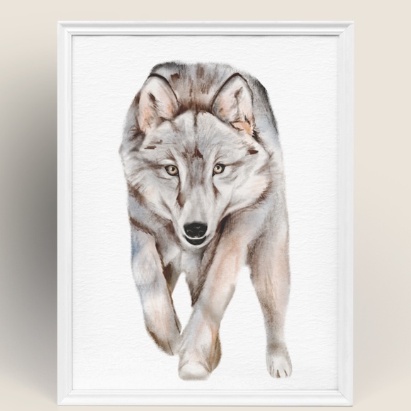 Wall Art Watercolor Wolf Poster Print Unframed - Picture 6 of 6